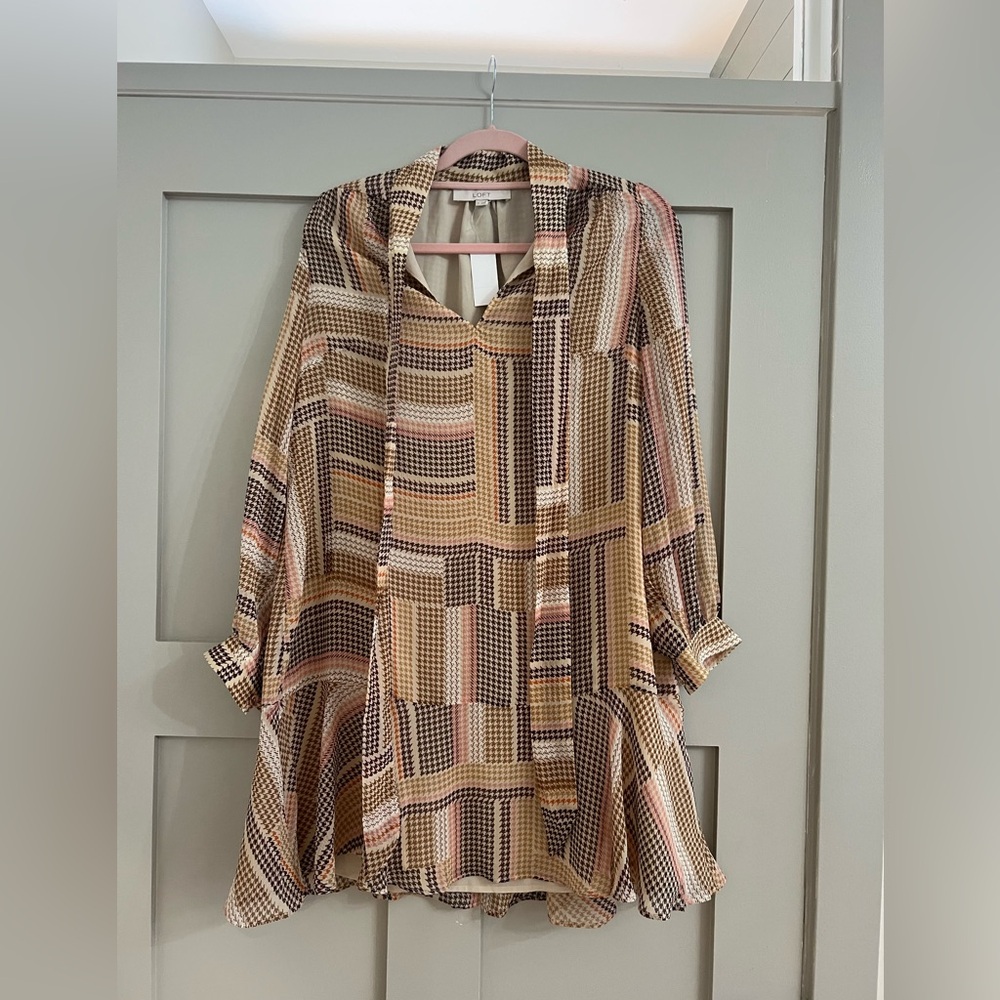 NWT Loft Plaid Dress Sz M
